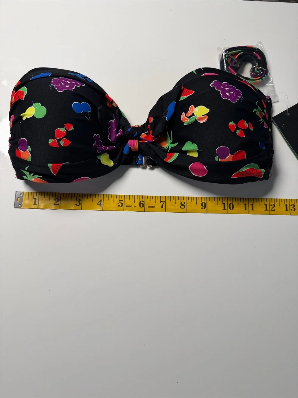 kate spade Black Bandeau Bikini with Multicolor Fruit Print